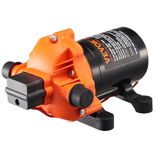 VEVOR 12-V-Membranpumpe, 13,25 L/min, 3-Kammer-DC-Wasserpumpe mit automatischem Druckschalter 40–100 PSI einstellbar, 50 PSI, 1/2 Zoll MNPT-Anschluss, für Wohnmobil, Yacht, Imbisswagen, Camper, Marine