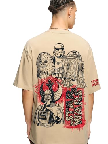 Image of Bewakoof X Star Wars Stormtrooper Men's Cotton Graphic Print Oversized Fit Half Sleeve Round Neck T-Shirt | Casual Wear | Street Wear | Oversized t Shirt for Men Cotton | Baggy