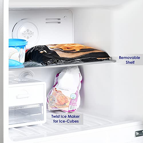 Super General 410 Liters Gross Top Mount Refrigerator SGR410i, LED Lighting, Glass Shelves, No Frost, Quiet Operation, 60W x 66.5D x 170H cm, Silver, 1 Year Warranty