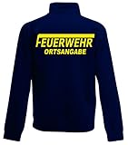 jacke gelb herren Größe wählen Feuerwehr Sweat-Jacke, Navy Blue, Bedruckt mit Neongelb oder reflexsilber (L, Neongelb)