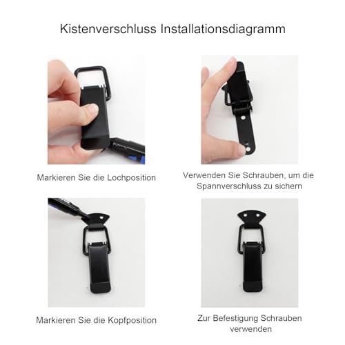 ORTAVA Kistenverschluss, Spannverschluss, Schnappverschluss, Verschluss, 57mm 4 Stück, Geeignet für Türen, Fenster, Schränke und Kastendeckel