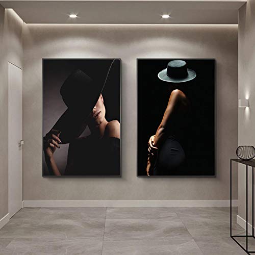 Art peintures imprime des photos de femme élégante noir pour habiller vos murs vides 40x60