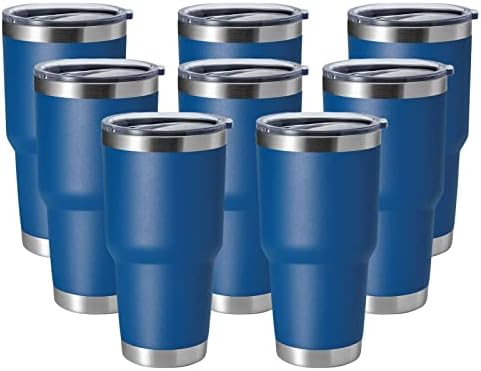 30oz HASLE OUTFITTERS stainless steel tumbler in midnight blue, perfect for hot or cold drinks.