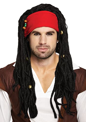 Adults Pirate Wig with Dreadlocks and Bandana Fancy Dress Accessory