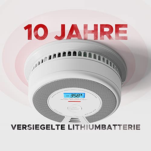 X-Sense Vernetzbarer kombinierter Rauch- und Kohlenmonoxid-Melder mit LCD Anzeige & 10 Jahres Batterie, SC07-W, 1er Set – Ansicht 4
