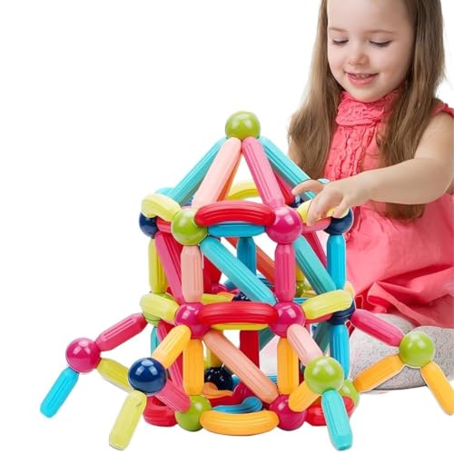 THQAE 36 Piezas Juego de Barras Magnéticas, Bloques de Construcción Magnéticos, Juguetes Educativos 3D Apilables, Ladrillos para Niños a Partir de 3 Años