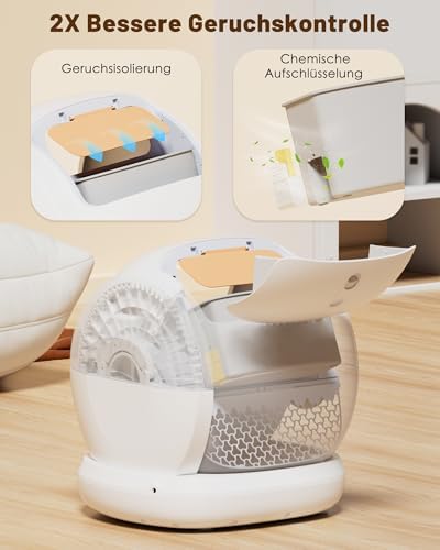 Bild 2 - Breite Öffnung Selbstreinigende Katzentoilette Katzenklo Selbstreinigend, Ultra-sicher | Niedriger Einstieg | Desodorieren Selbstreiniges Katzenklo, Automatische Elektrisches Katzenklo