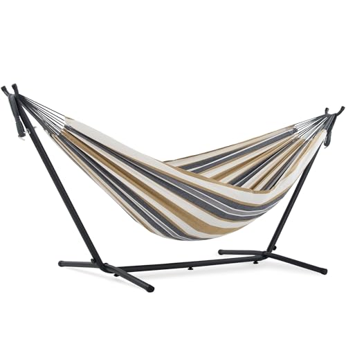 Vivere Double Cotton Hammock with Stand (250cm) - Desert Moon