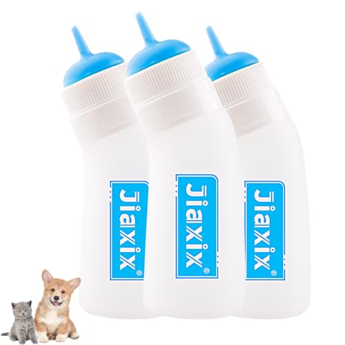 3 Pack Kitten Silicone Nursing Bottle,Silicone Feeding Nipple, Reusable Newborn Supplies, Suitable for Feeding Kitten, Puppy, Rabbit, Hamster (Blue, Medium)