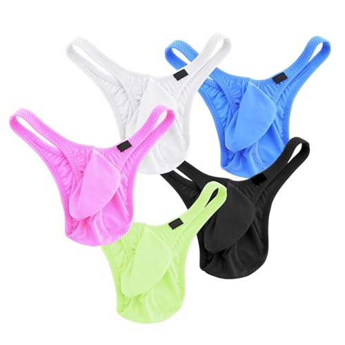 Men's Thong Underwear Ice Silk Low Waist Sexy Thin Section G-String with High Elastic Sissy Lingerie for Men