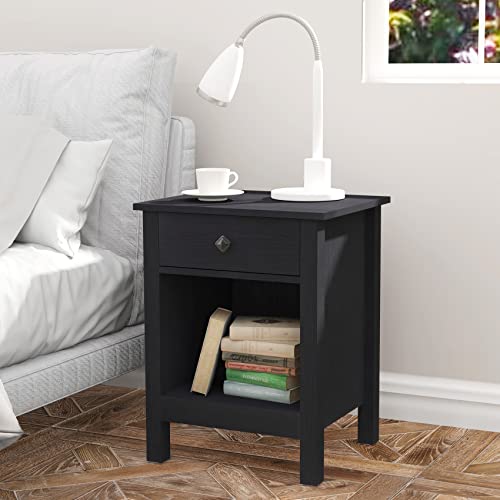 Bigbiglife Nightstands Set Of 2, Black End Tables, Side Tables With Drawer, Classical Wooden Bedside Tables For Bedroom #TOP1