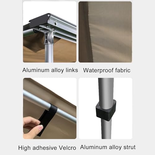 Tenda laterale per auto, impermeabile, estraibile, UV50+ 420D, tessuto Oxford, resistente alle intemperie, per campeggio all'aperto, con borsa per il trasporto