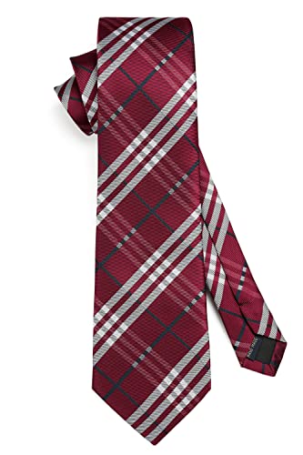 Image of HISDERN Mens Ties Plaid Tie and Pocket Square Set Classic Woven Formal Checkered Neckties & Handkerchief Wedding Party