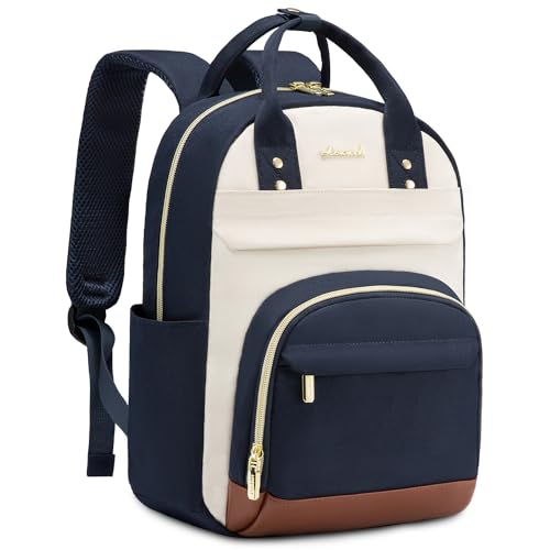 Image of LOVEVOOK Small Backpack Purse for Women, Mini Backpack, Light Weight Fashion Backpack for Daily Travel, Drak Blue-Beige-Brown