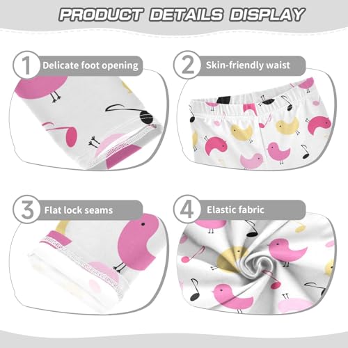 Birds and Note Girls Leggings,Workout Leggings for Girls Toddler Athletic Leggings Size for 3-10T3