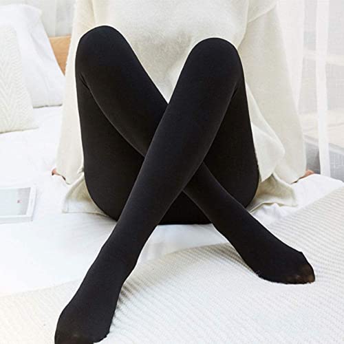 2 Paires Collant pour Femmes Chaud Jambes Faux Hiver Chaud Polaire Doublé Velours Leggings Opaque Thermique Collants Slim Tights Taille Haute Épais black-150g Cover