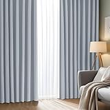 AZRA 遮光カーテン 4枚セット 【カーテン2枚+レース2枚】 1級遮光 断熱 防音 保温 防寒 省エネ おしゃれ リビング 寝室 無地 厚手無地 洗える(ライトグレー,幅100×丈150cm)