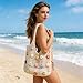 Boho Crochet Beach Bag with Cute Flower, Knit Tote Bag for Women Summer Holiday Travel (style A -white)