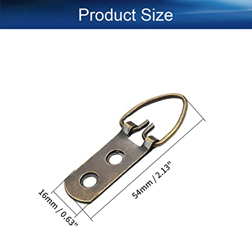 Image of 54mm x 16mm Double Holes D Ring Picture Hangers Hardware Assortment Kit, for Home Decoration Hanging Clock Paintings Artwork Creative Picture Frame Photo Hanging Solutions Bronze Tone 20pcs