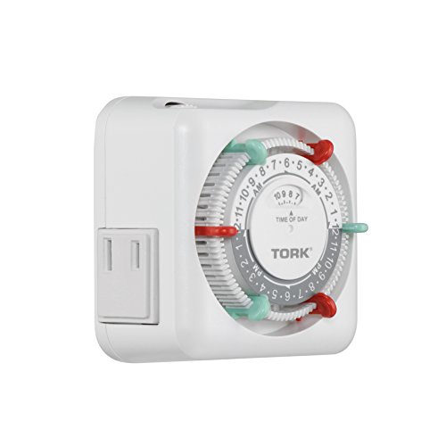 Nsi Industries Tork Rtn112 Indoor 15-Amp Plug-In Mechanical Appliance Timer 24-Hour Programming – Green & Red Trippers Two Receptacles White #TOP6