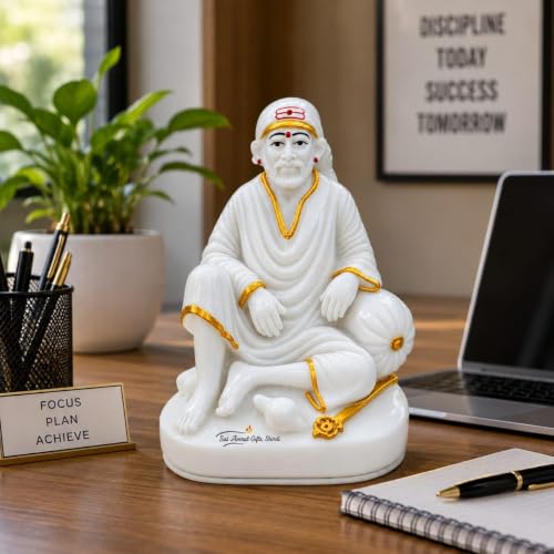 Image of Marble Sai Baba (Design 4(4 x 2.5 Inch))