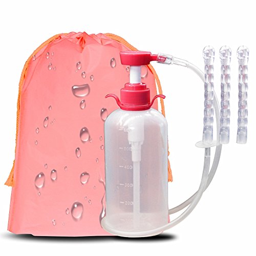 Douper Consejos de boquilla reutilizable sistema limpieza Vaginal para las mujeres, 100% seguro, capacidad de 600Ml con Extra 2 (600ml+Bag)