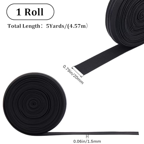 GORGECRAFT 5 Yards 20mm Wide Non-Slip Elastic Ribbon Black Straight Line Silicone Elastic Gripper Band Tape Stretch Rubbers Elastic Straps Belt Waistband for DIY Garment Sewing Crafts Sports Shorts - Image 2