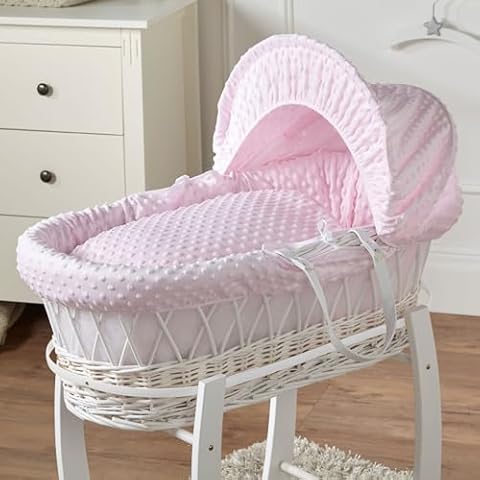 For Your Little One Pink Dimple Wicker Baby Basket Cover