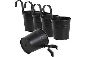 Casewin Hanging Planters - 5 Pack Black Metal Buckets for Greenery and Home Decor