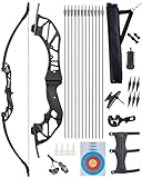 TOPARCHERY Recurve Bow and Arrow Set for Adults Hunting Long Bow Alloy Riser for Outdoor Shooting Training- Right Hand - Draw Weight 30lbs 40lbs