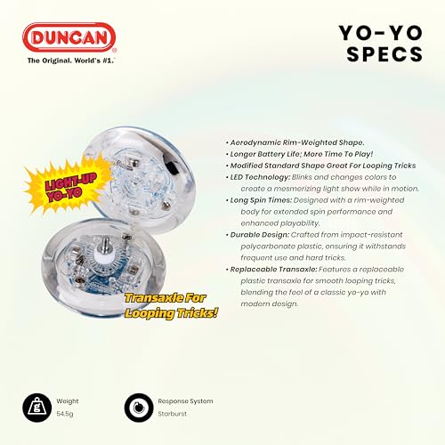Image of Duncan Toys Limelight LED Light-Up Yo-Yo, Beginner Level with LED Lights, Clear and Blue