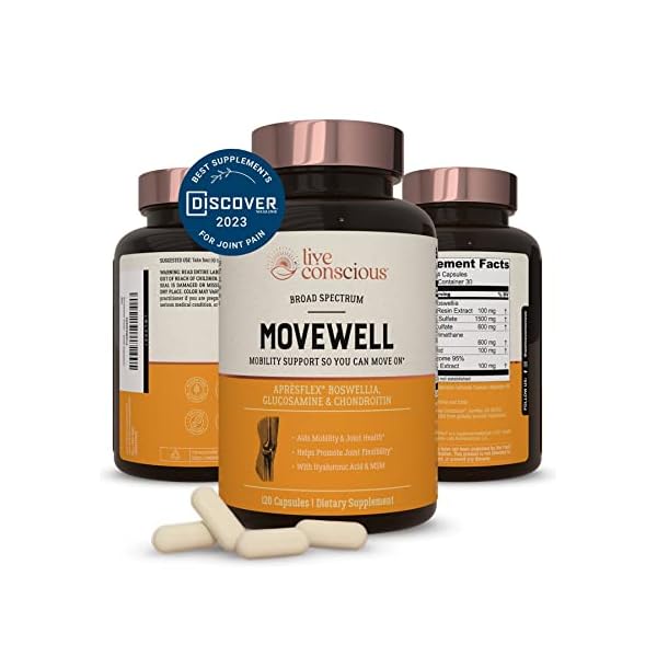 Live Conscious Glucosamine Chondroitin with MSM, Hyaluronic Acid, and More – MoveWell Joint Health Supplement