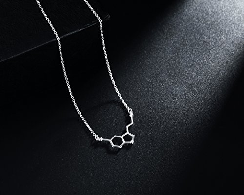 Rosa Vila Happiness Serotonin Molecule Necklace For Women, Happy Serotonin Necklace, Science Jewelry For Women, Ideal Necklaces For Teacher, Professor, Chemistry Grad, And Science Lovers4