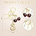 Snycler Bubble Initial Keychain with Bow & Cherry - Gold Letter Bag Charms for Women, Cute Purse Handbag Accessories