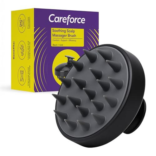 Careforce Scalp Massager for Hair Growth Soft Silicone Head Scrubber Massage for Exfoliator, Anti Dandruff, Deep Cleaning Shampoo Brush for Men & Women (Black)