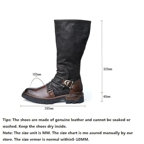 ADMLZQQ Men's Knee High Knight Boots Leather Cosplay Boots Equestrian Riding Tall Boots Side Zipper Motorcycle Combat Boots 6