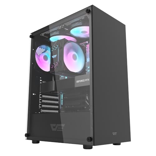 Aigo Darkflash DK100 Tempered Glass ATX/M-ATX/MINI-ITX Gaming PC Case USB 3.0 Port 2 HDD/SSD Compatible with 120mm Radiator System (No Fans Included)