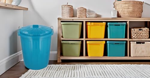 HRB Maxitonne 50 Liter Türkis, Tonne aus stabilem Hartplastik, abnehmbarer Deckel mit Verschlüssen, geeignet für Wäsche, Spielzeug oder als Mülleimer Küche