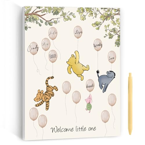 Image of Winnie Baby Shower Decorations-Baby Shwoer Party Decor-Baby Shower Games- Baby Shower Table Sign Centerpieces-Baby Shower Games Pooh Birthday Supplies Party Decorations-Guest Book