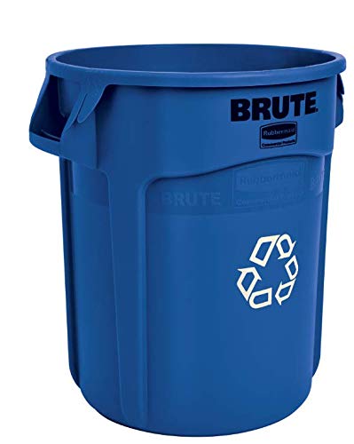 Image of Rubbermaid Commercial Products BRUTE Heavy-Duty Round Trash /Garbage Can, 20-Gallon, Blue, Outdoor Waste Container for Landscapers /Construction /Restaurants /Back of House /Offices /Warehouses, Pack of 6