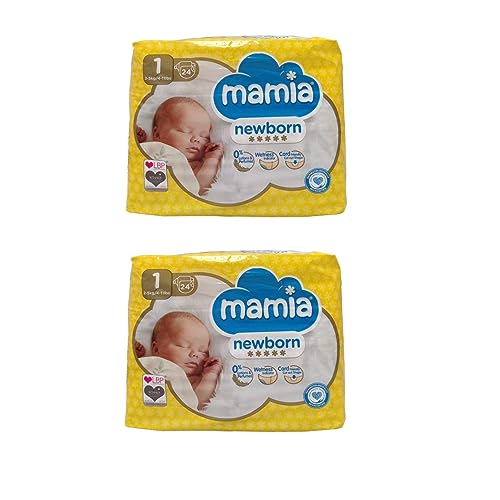 ALDI Mamia - Pañales para recién nacidos, talla 1, 2 paquetes de 24 (48 pañales)
