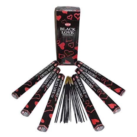 Hem Black Love Incense Sticks Agarbatti Indian Natural Fragrance Hand Rolled Pack of 6