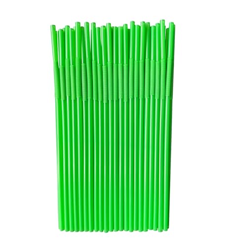 YAOSHENG 200pcs Green Straw 10.23 x 0.23Solid Colors Flexible Drinking Straws Plastic Disposable Bendy Straws (green)