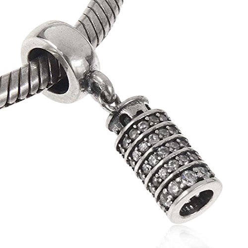 Charm a forma di Colosseo Romano in argento Sterling 925 con ciondolo a forma di cuore per braccialetti Pandora (Colosseo Romano B)
