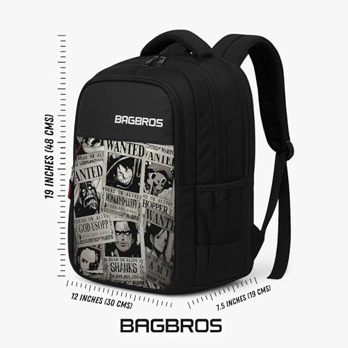 Image of Bagbros Onepiece Anime Printed Backpack Wanted Poster Printed Laptop Bagpack | 30L One Piece Anime Print LUFFY Waterproof Backpack Multi-Storage Designer Ergonomic Bag,Laptop Bags,School Bag