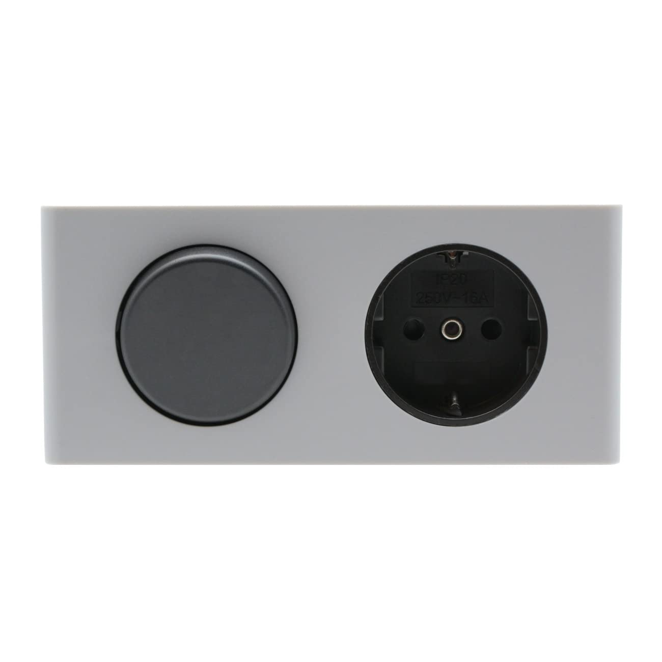 1 caja de enchufe con interruptor, caja de energía, certificado TÜV, CE, enchufe Schuko, instalación de muebles, armario con espejo, color gris.
