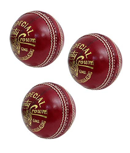CWSpecial County Crown Red Leather Ball 4 Training Aid Sport Cricket Ball Pack of3