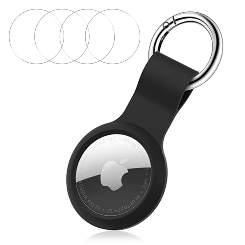 For AirTag/AirTag 2 �P�[�X �ی�t�B����4���t�� �L�[�z���_�[ �G�A�^�O ��񐢑� �Ή� 360°�S�ʕی� �y�� �g�тɕ֗� �ϏՌ� �֗� ����~�� �����h�~ ���^ ��M�e���Ȃ� (�u���b�N)