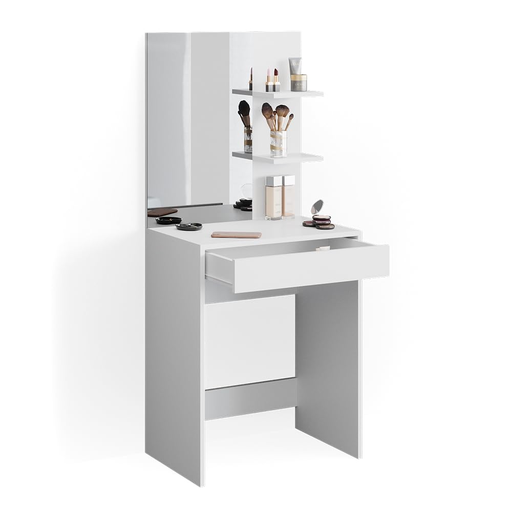 Vicco Tavolo da toeletta Isabelle, Bianco, 60 cm, Salvaspazio e funzionale allo stesso tempo