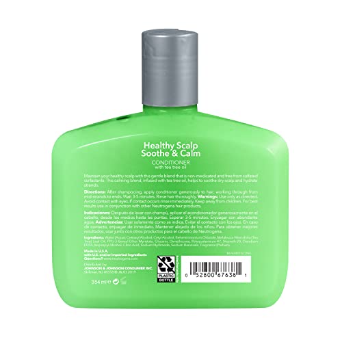Neutrogena Soothing & Calming Healthy Scalp Conditioner To Moisturize Dry Scalp & Hair, With Tea Tree Oil, Ph-Balanced, Paraben-Free & Phthalate-Free, Safe For Color-Treated Hair, 12Oz #TOP1